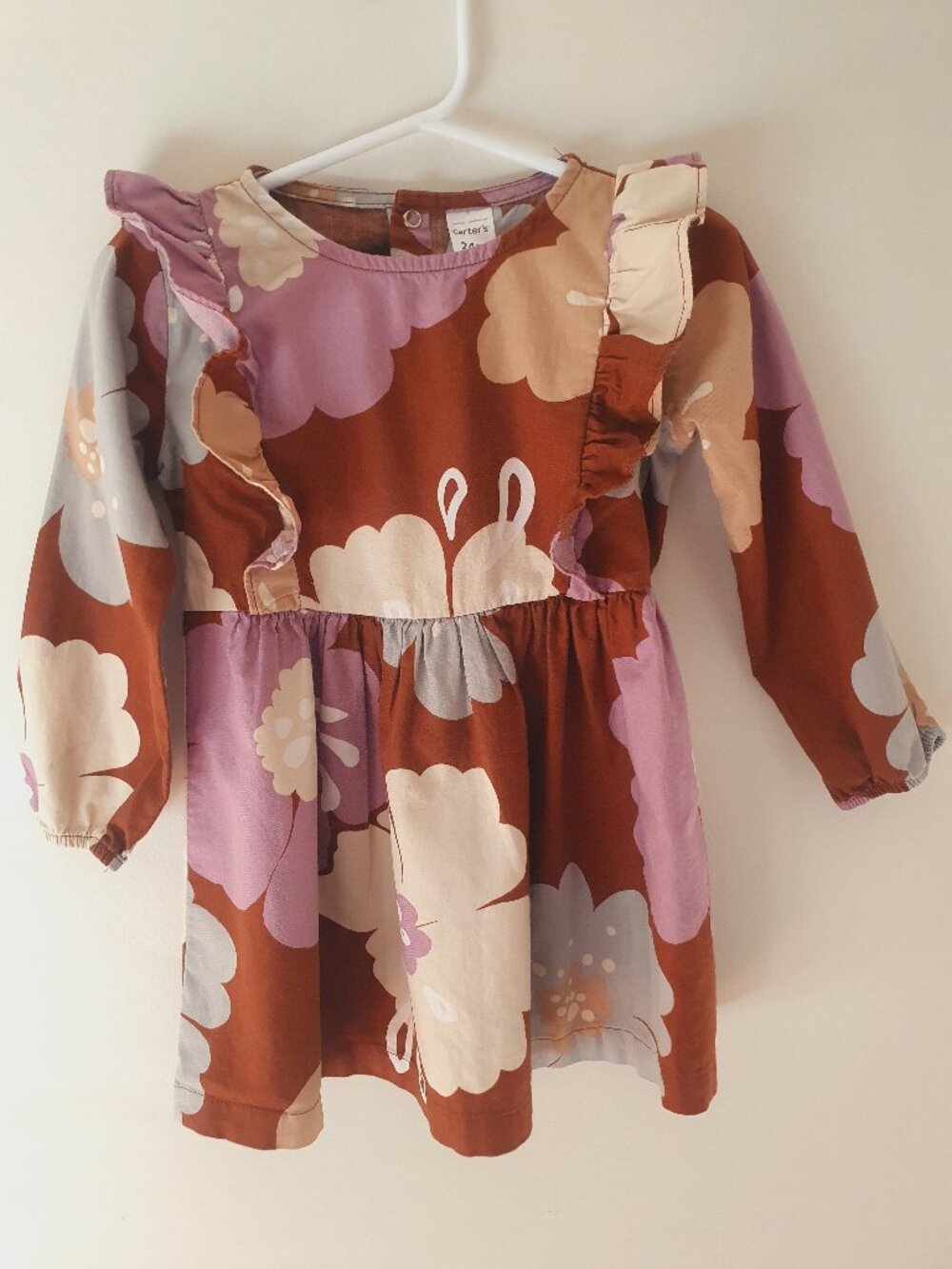 Carter's Toddler Girls Floral Long Sleeve Ruffle Dress - Size 24M